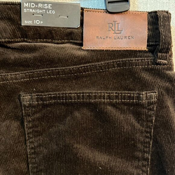 NWT Lauren Ralph Lauren Jean Women 10P Brown Mid Rise Straight Leg Corduroy Pant - Picture 5 of 10